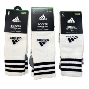 NEW 3 Pair Adidas S Copa Zone Aeroready Compression Soccer Socks WHITE youth